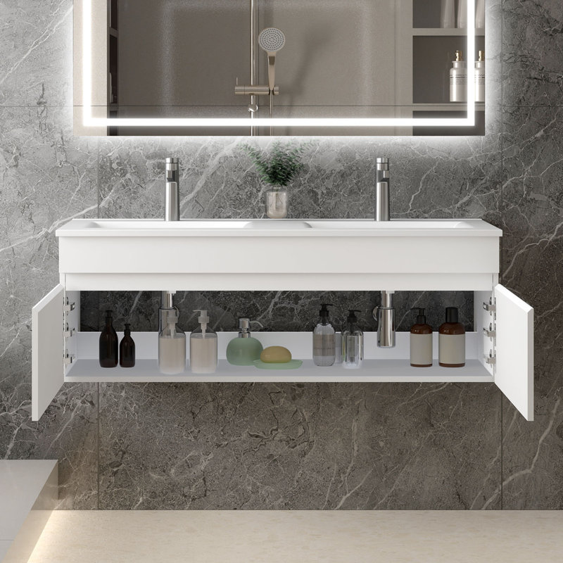 1200mm Double Bathroom Vanity with Integrated Ceramic Basin, Grey