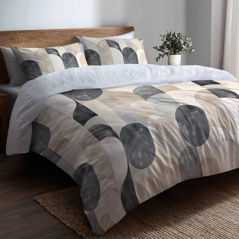 Ensemble de housse de couette à motif géométrique 3 pièces - Ensemble de literie et de coussins Modern Neuray Array
