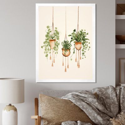 «Hanging Houseplants Boho Botanical Watercolor I», reproduction d'art sur toile