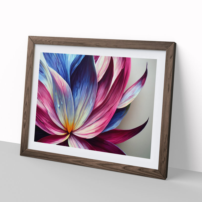 Colourful Floral Art Vol.1 Abstract - Single Picture Frame Print, Walnut Framed, 46cm H x 64cm W x 2cm D