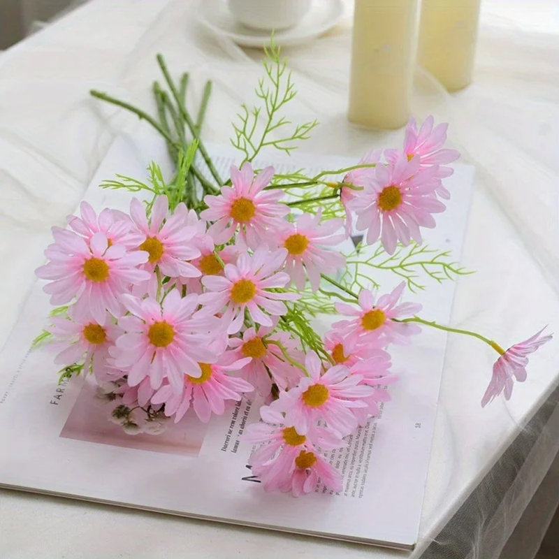 20 pièces de décoration de vase en forme de camomille, Rose clair