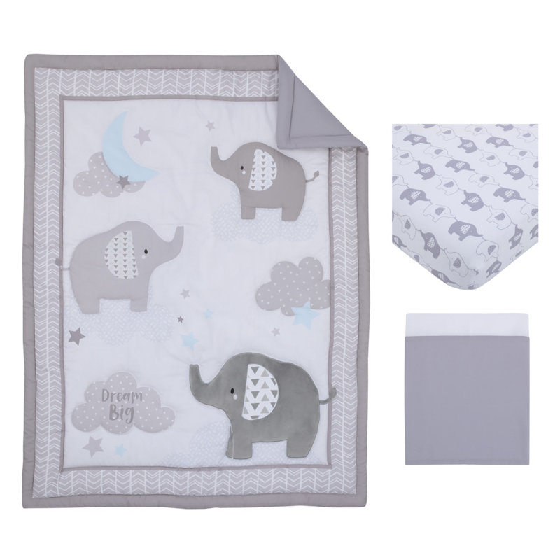 elephant chevron crib bedding