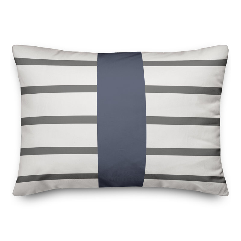 Housse et insert de coussin rectangulaire d'extérieur Mirrored Stripes 17, Bleu