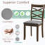 4 chaises de salle à manger rembourrées en noyer, dossier ergonomique à haut dossier, siège en mousse souple, convient aux petites chaises de salle à manger de 4 personnes, conception moderne avec construction en croix