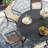 7-Pieces Round Patio Dining Set With Stackable PVC-coated polyester Chairs-1583373417