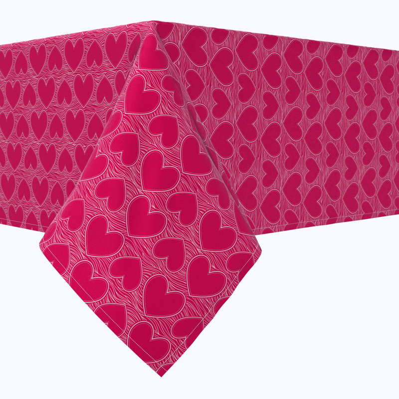 Fabric Textile Products, Inc. Rectangular Tablecloth, 100% Cotton, 60X120", Simple Hearts Doodle, 120" x 60"
