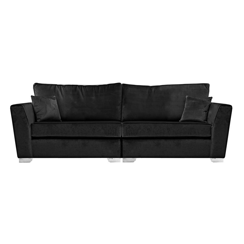 Quade 4 Seater Velvet Sofa, Black