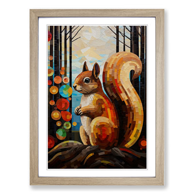 Squirrel Constructivism - Single Picture Frame Print on Wood