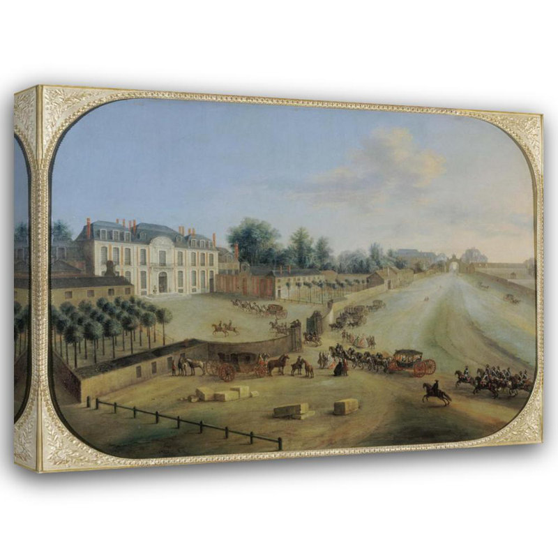 "Vue du château de la Muette avec l'arrivée du roi" par Charles-Léopold Grevenbroeck - Art mural sur toile tendue avec châssis
