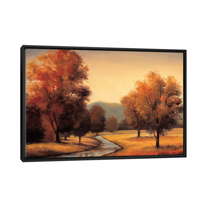 «By The Stream», reproduction d'art sur toile, H 18 po x l 26 po x P 1,5 po, Toile avec cadre noir, Pas de tapis
