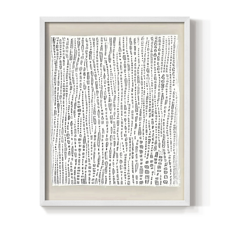 Impression abstraite encadrée XCI - prête à être accrochée, H 29 po x l 23 po, Blanc