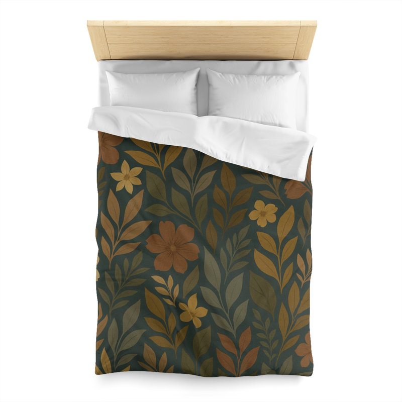 Microfiber Duvet Cover Boho Style, Design 69, Twin Duvet Cover, White
