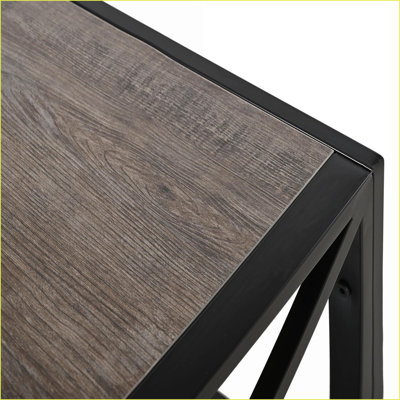 Verre trempé industriel Table basse rustique en bois pour le salon, facile à nettoyer et amp; Structure stable