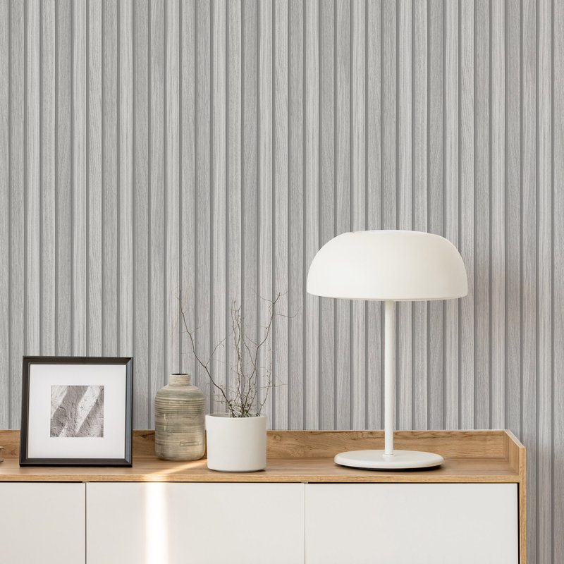 Camallea Striped Vinyl Peel & Stick Wallpaper Double Roll, Gray