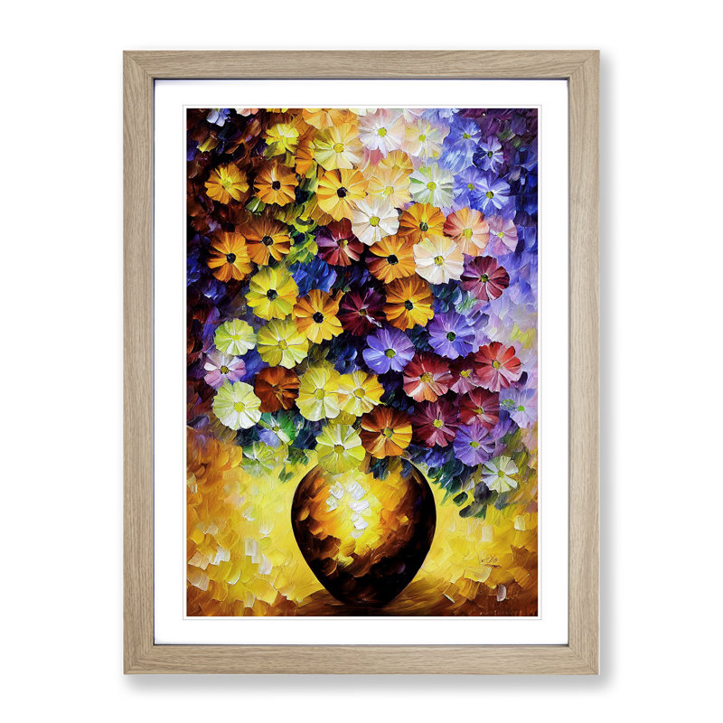 Vase Of Flowers No.3 - Single Picture Frame Painting, 34cm H x 25cm W x 2cm D, Oak 