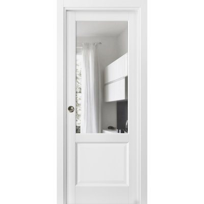Lucia Clear Glass Wood Sliding Closet Door