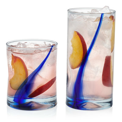 Blue Ribbon Drinking Glass