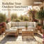 Ensemble de conversation modulaire en osier pour terrasse pour 4 personnes avec coussins