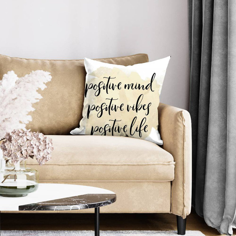 Positive mind positive vibes... - 20"x20" Throw pillow - Poly twill - Print on demand, Polyester/Polyfill, 20" H x 20" W