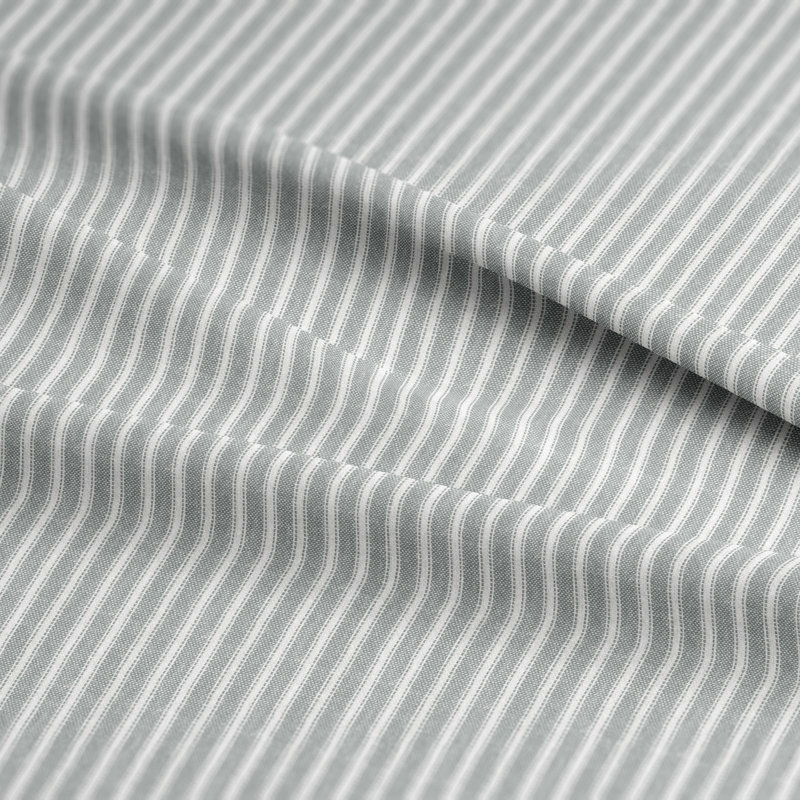 Walker Ticking Stripe Sage/Ivory Cotton Bedskirt, Twin, 15"