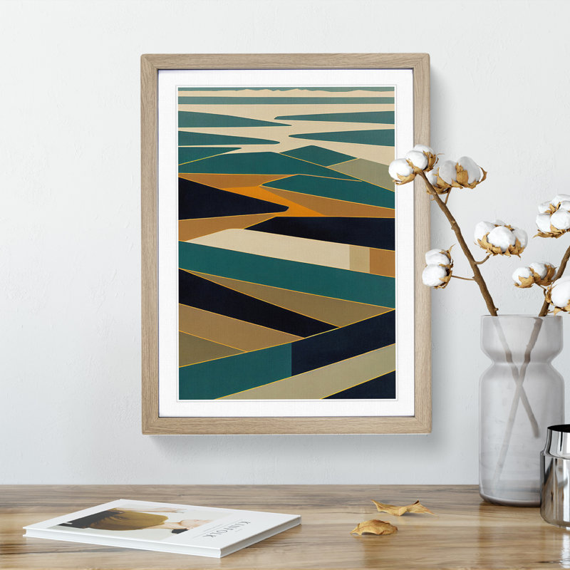 Shining Abstract Art - Single Picture Frame Print, 64cm H x 46cm W x 2cm D, Oak Framed