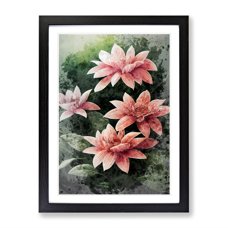 Flowers Water No.3 - Single Picture Frame Painting, Black, 64cm H x 46cm W x 2cm D