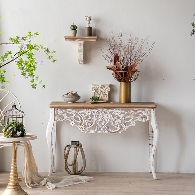 Console blanche en bois massif