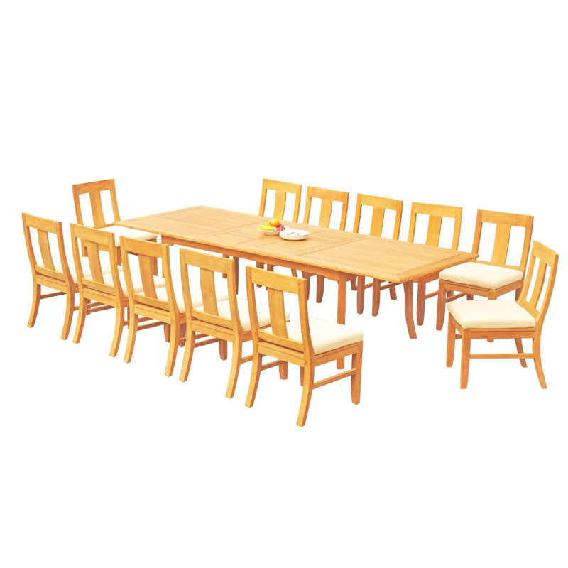 Osborne Outdoor 13 - Piece Teak Dining Set, 12, 30.5" H x 82" L x 40" W
