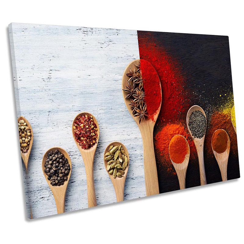 Black White Spices Kitchen - Wrapped Canvas Print, 91.4cm H x 137.2cm W x 4cm D