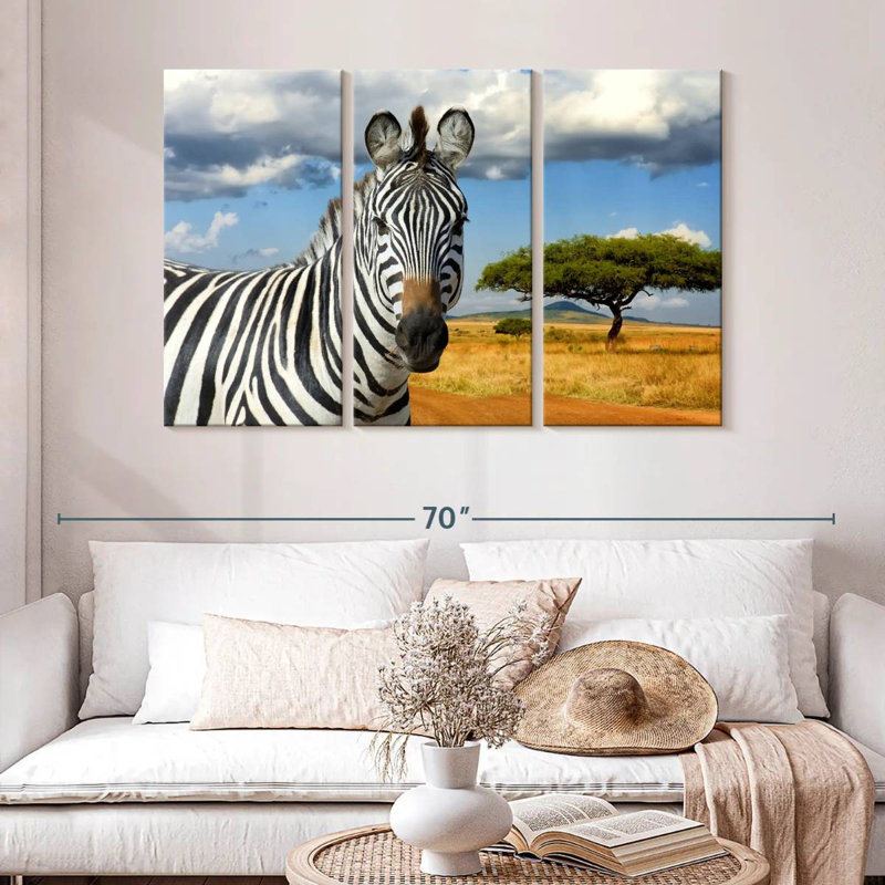 Zèbre safari africain Brampt, H 32 po x l 50 po