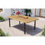 Table de salle à manger rectangulaire pour l'extérieur de 59 po avec trou de parasol 1,97 po, structure en fer, solide pour les activités, résistante aux intempéries, assemblage simple, porche parfait, structure encastrée de 59 po, conception confortable et stable de 6 po