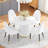 Modern Round Dining Table Set With Upholstered Chairs, Pedestal Base Kitchen Set For 2-4, Space-Saving Breakfast Nook Furniture-436762128-437110237-437119441