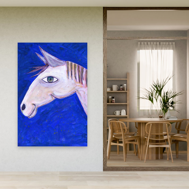 Art mural cheval fantaisiste blanc fantaisiste