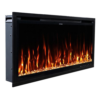 Ultra Thin 42" Aerus Slim Recessed or Wall Mounted Electric Fireplace, Alexa/Wifi Enabled