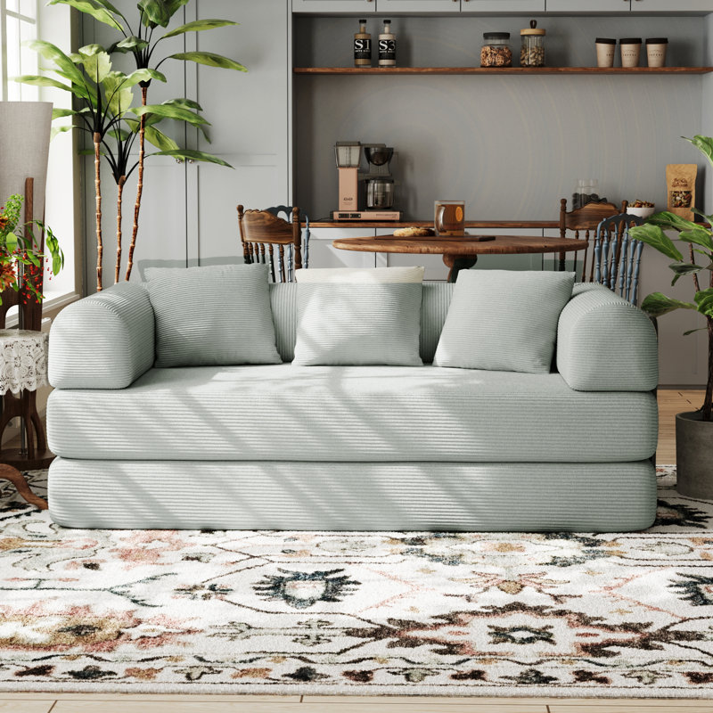 Adame 79'' Convertible Sleeper Sofa Bed Folding Compression Couch With 3 Pillows Small Living Room Sofa Playroom Couch