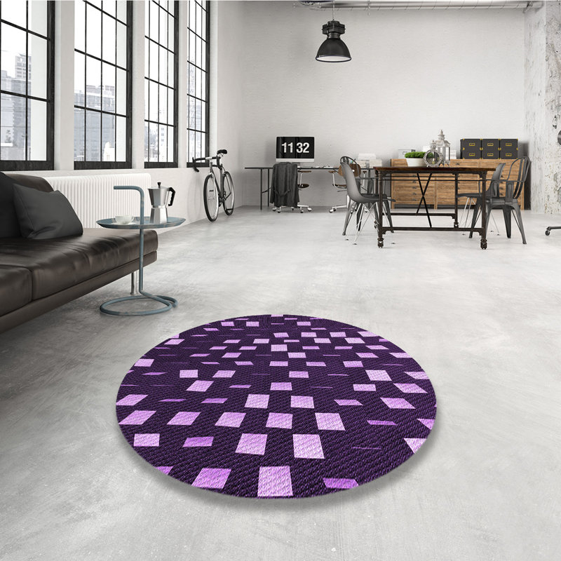 Chenille Geometric Indoor Rug, Round 6'