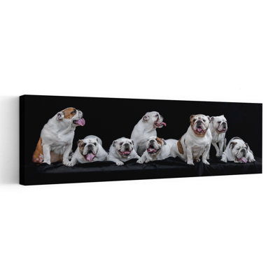 Happy Bulldog Family by Gert Van Den - Wrapped Canvas Panoramic Print