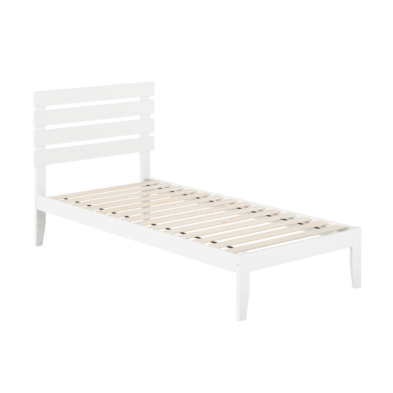 Giga Premium Wood Farmhouse Platform Bed, White, Twin XL