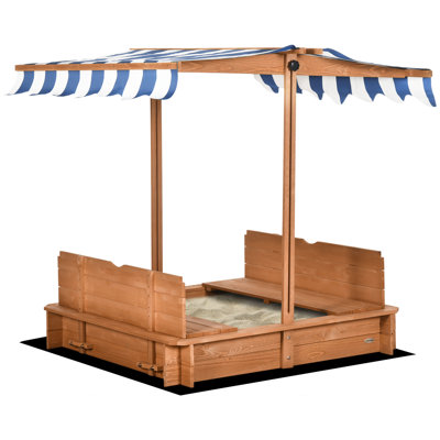 Outsunny 41.7'' x 45.3'' Solid Wood Square Sandbox