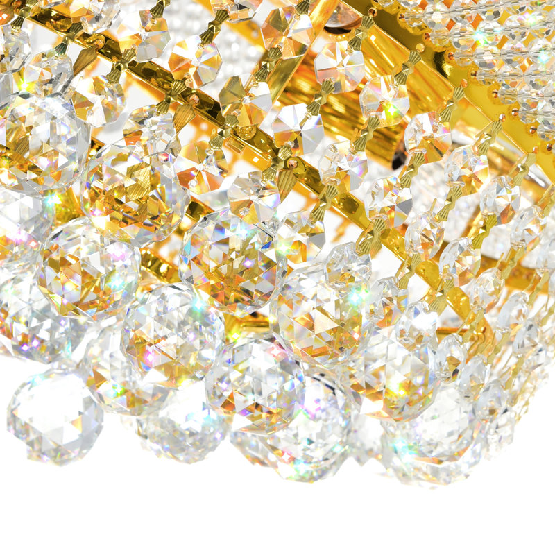 Plafonnier encastré Classic Crystal, Doré, H 9 po x l 12 po x P 12 po
