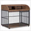 Meuble pour chien en bois robuste de 44 pouces avec roues verrouillables et rangement double couche, idéal pour les chiens de taille moyenne à grande