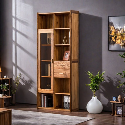 Bibliothèque entièrement en bois massif