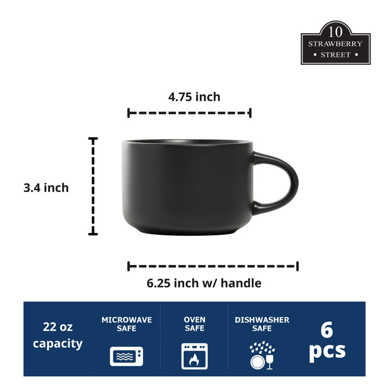 Wazee Matte Oversized 22 oz Mug, Black
