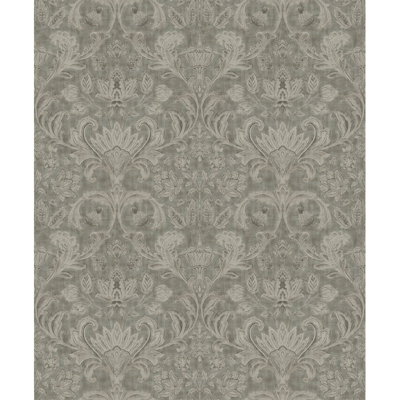 Elegance Collection Damask Sheen Finish Wallpaper Roll, Gray