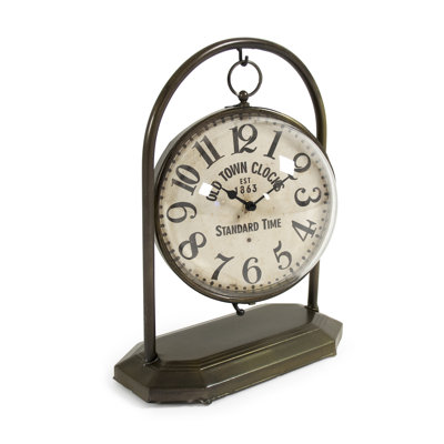 Industrial Analogue Metal Quartz Movement / Crystal Tabletop Clock in Bronze