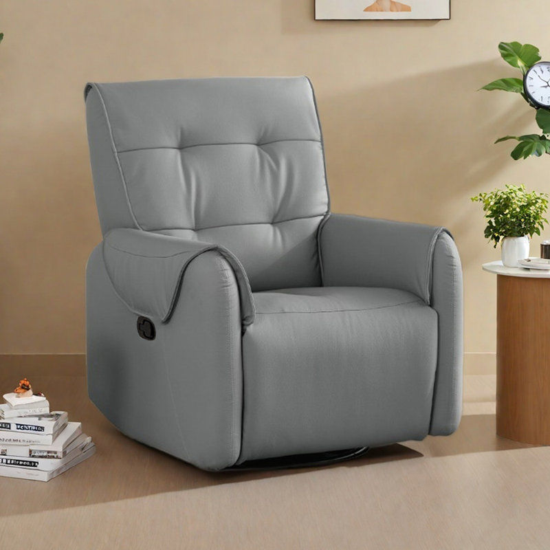 Versatile 360° rotating Recliner with Faux Leather, Gray