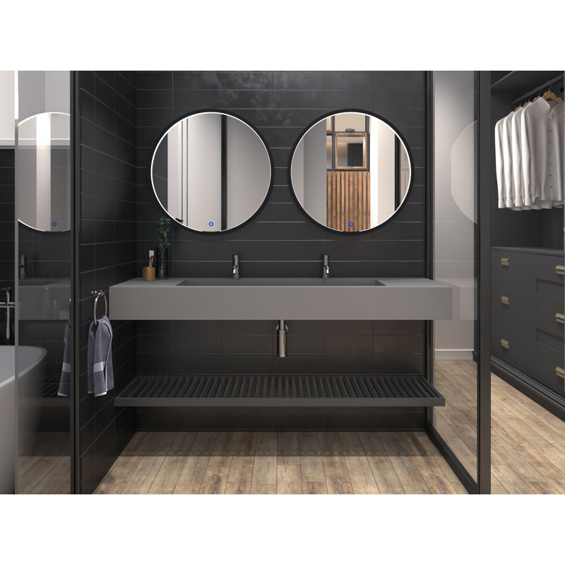 Lavabo de salle de bain vasque rectangulaire 60 po Pyramid, gris