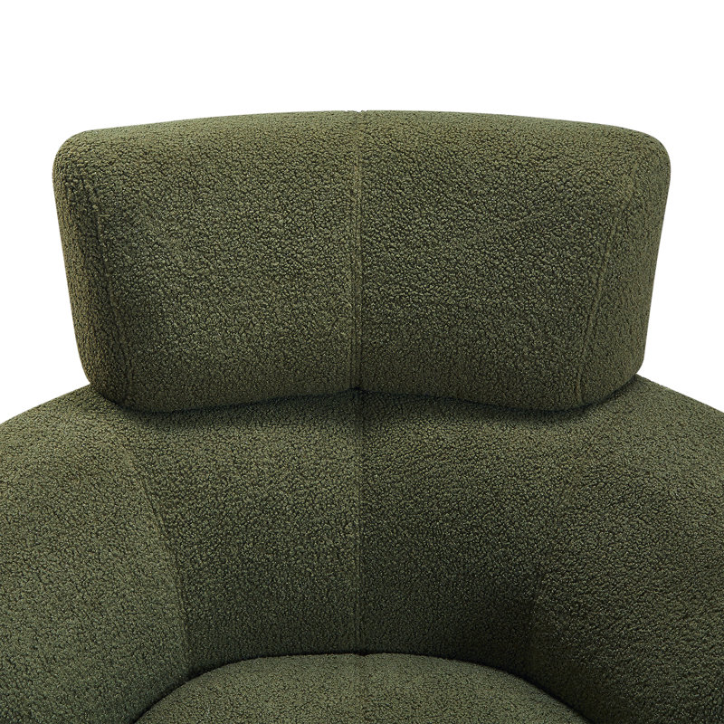 Fauteuil d'appoint pivotant en tonneau berbère avec appui-tête réglable, Vert