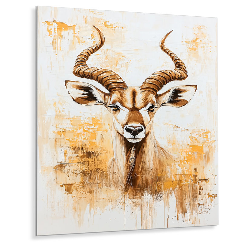 Antilope d'Afrique, cornes en spirale I - animaux, impression murale en métal, H 20 po x l 12 po