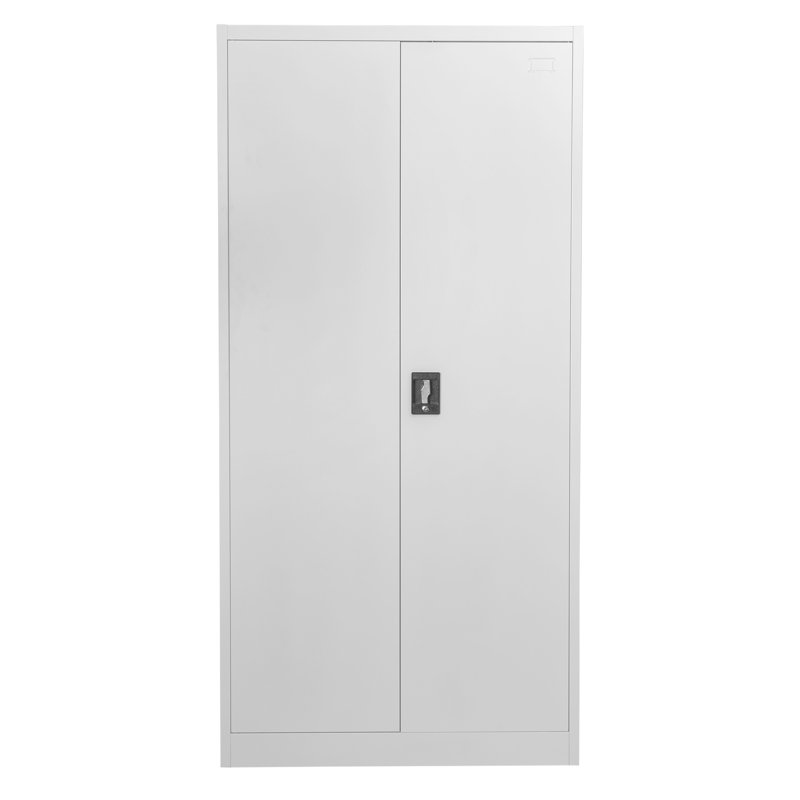 Hickman Metal Storage Cabinet with Lock, 2 Door, 4 Shelf File Storage Cabinet, Office, Garage , Home, Grey